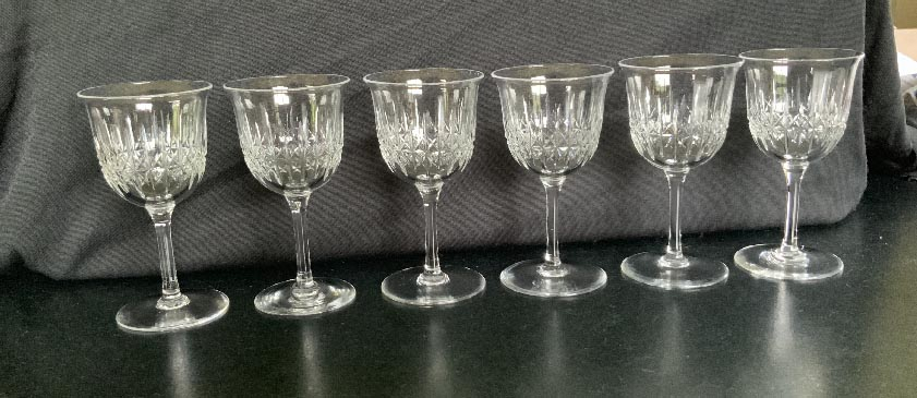 Set of six Thomas Webb (England) crystal stemmed glasses circa 1936-1949